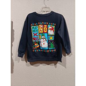 Vintage 1990s Merry X-Mas Sweatshirt One Stop Glitter 90s Deadstock Christmas